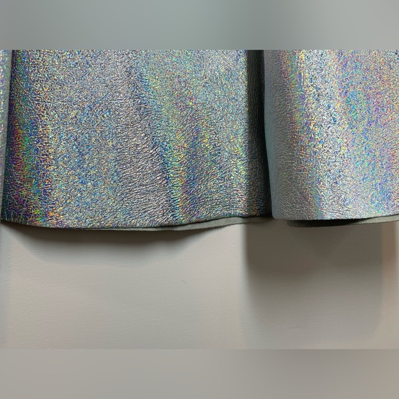 American Apparel Iridescent Leather Silvery Hologram Skater Circle Skirt Size L - Picture 6 of 13